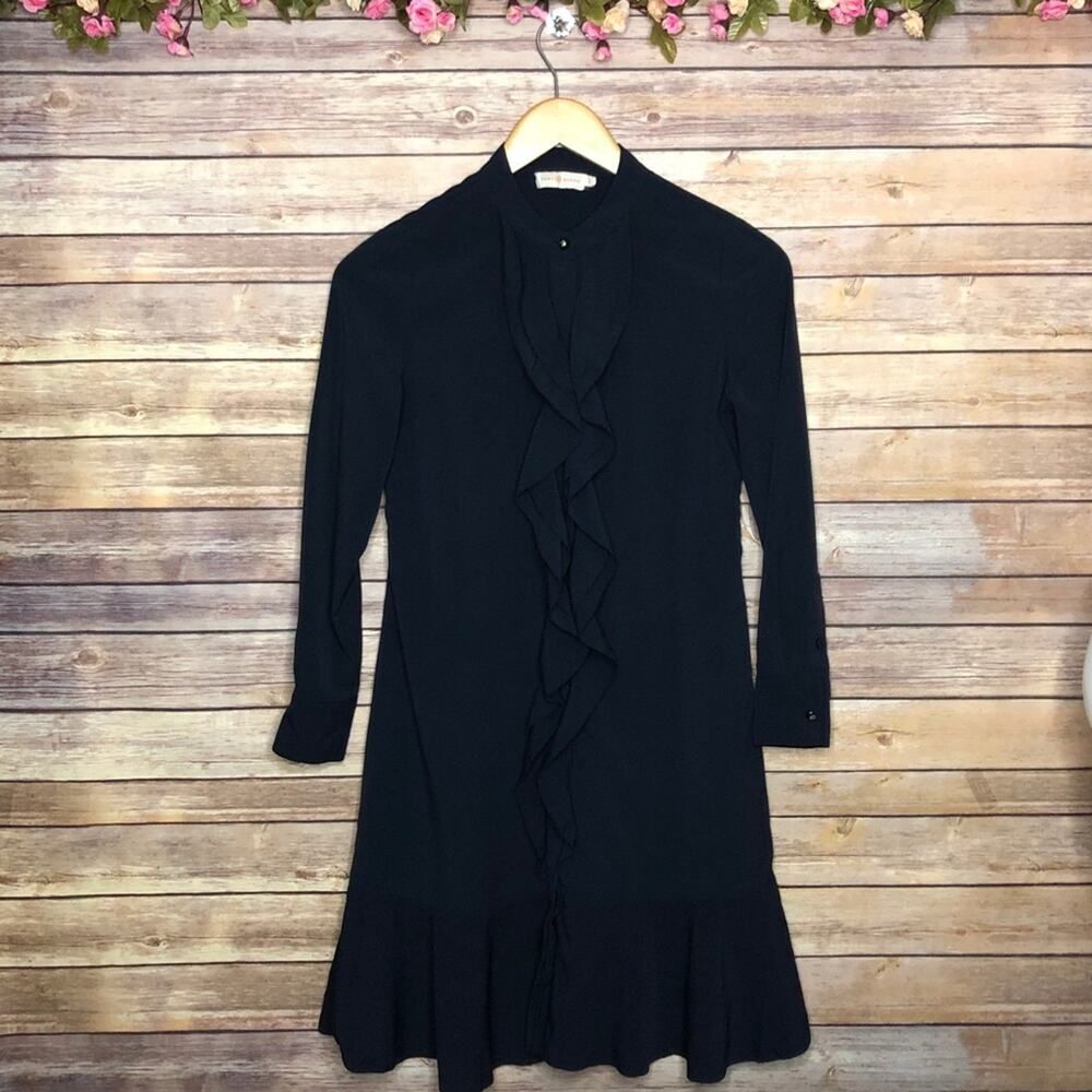 Tory Burch Jane Ruffle Navy Blue Dress